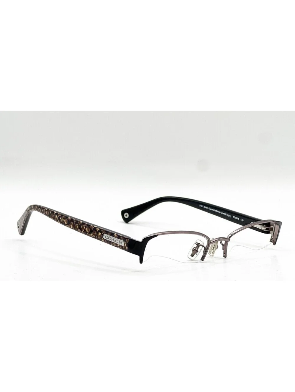 Coach HC 5053 9181 Satin Gunmetal Beige Ocelot Eyeglass Frames 50-18-140